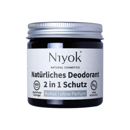 Niyok - 2 σε 1 αντιιδρωτική αποσμητική κρέμα 40ml - Perfume-free Coconut
